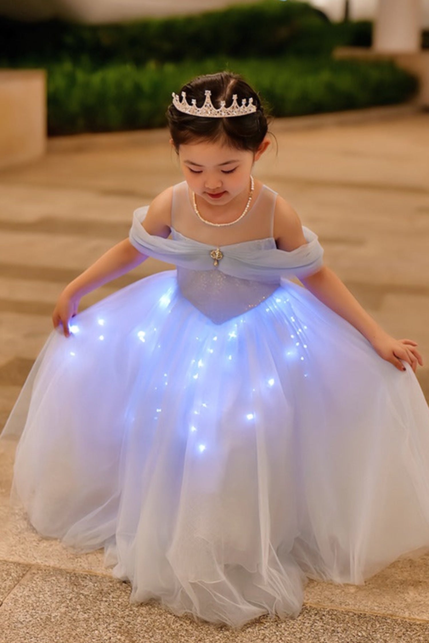 Enchanting Glow-in-the-Dark Princess Dress - Elsa Inspired Birthday Party Dress for Girls - Tiny Trendy Rentals